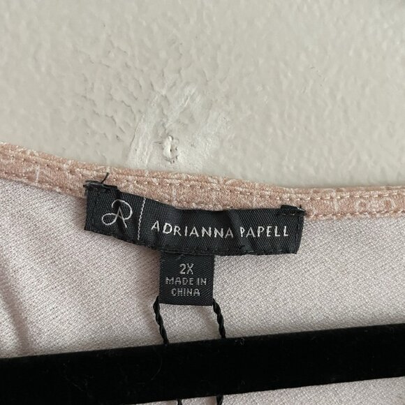 Adrianna Papell Women Plus SZ 2X Blush Pink Micro Floral L/S V-Neck Blouse NWT - Picture 6 of 11